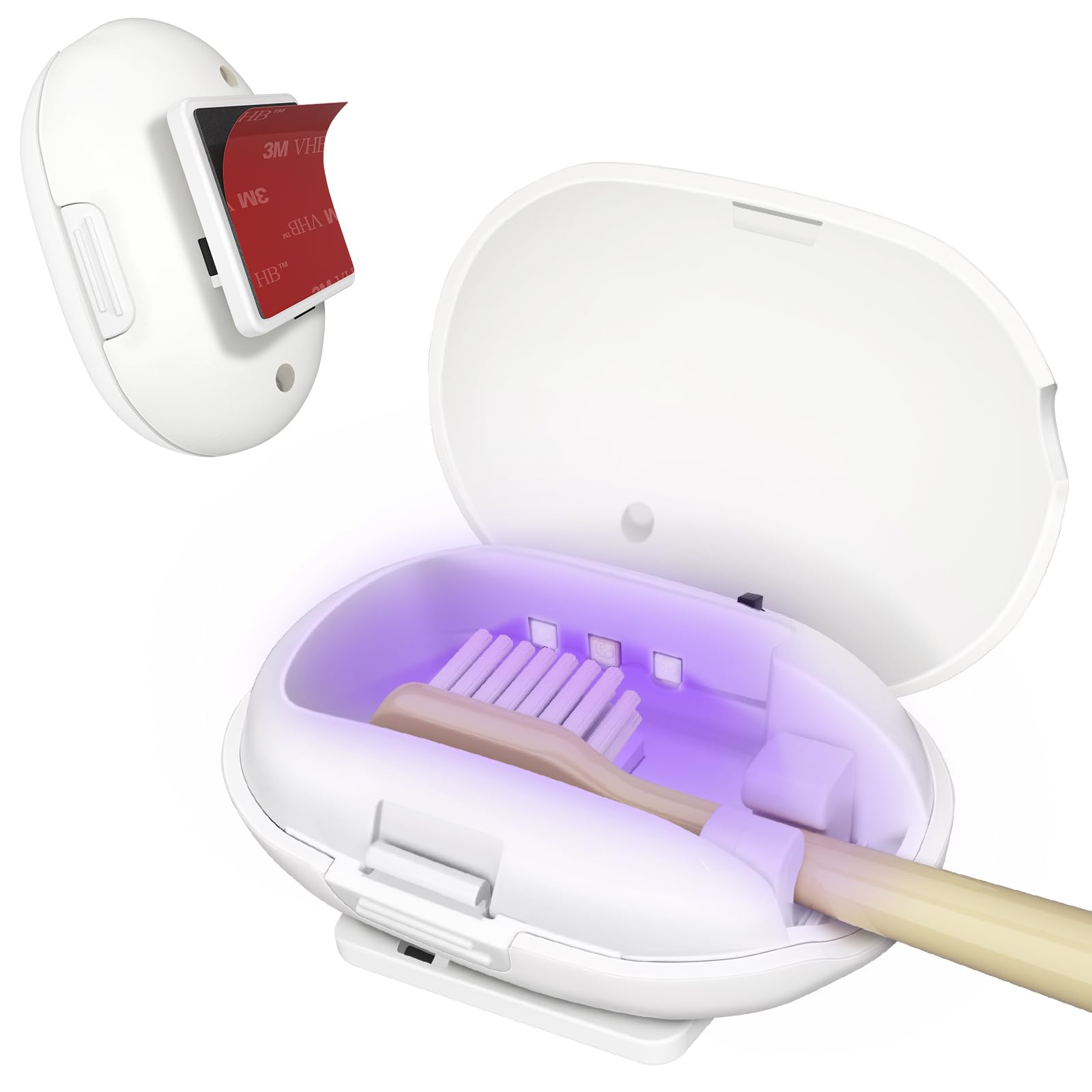 HANNEA Toothbrush Holder with UV Sanitizers USB Rechargeable UV Sanitizer for Toothbrush Travel Toothbrush Case Bathroom Self Adhesive Wall Dust Proof Mini Antibacterial Toothbrush Holder HANNEA Toothbrush Holder with UV Sanitizers USB Rechargeable UV Sanitizer for Toothbrush Travel Toothbrush Case Bathroom Self Adhesive Wall Dust Proof Mini Antibacterial Toothbrush Holder